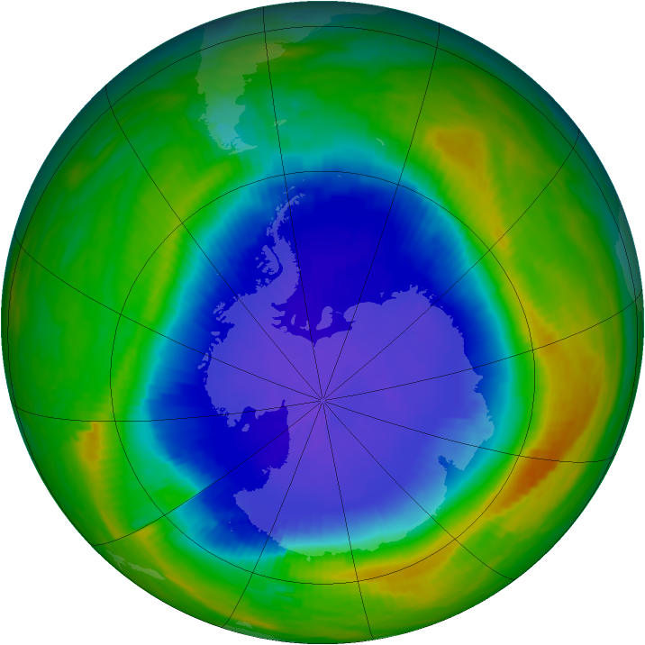 Antarctic ozone map for 06 November 1987